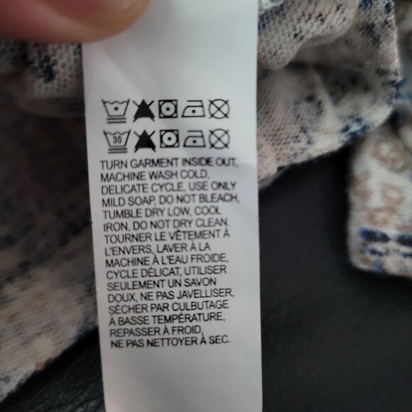 Lucky Brand Top Size S Boho Blue Multicolor 3/4 Sleeve Peasant Tassel Tie - Picture 11 of 14